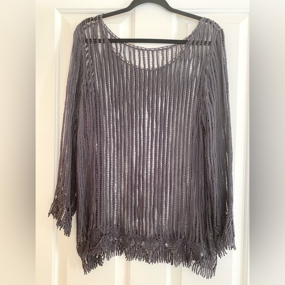 Other - Gray Open Weave Knit Top/Swimsuit Cover-Up